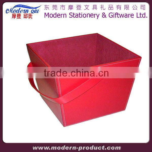 Household leather storage basket