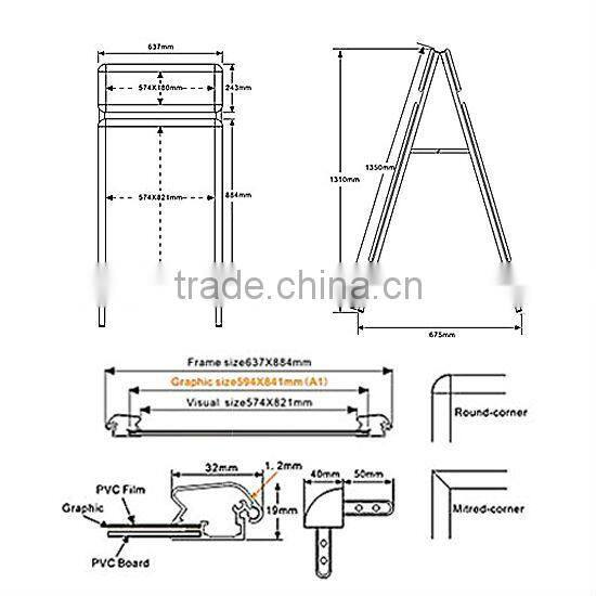 Hot-selling Aluminum A Frame Poster Board with Single Side and Double Side