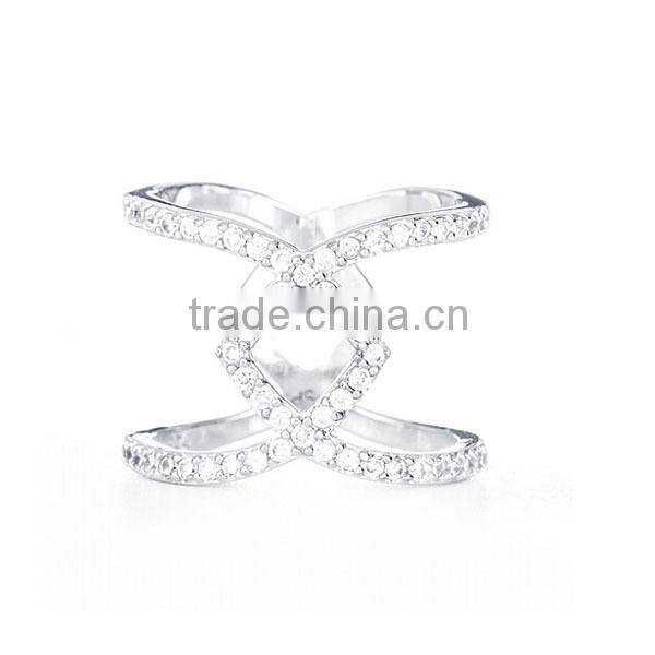 Customized 925 sterling silver Interlocking CZ double band