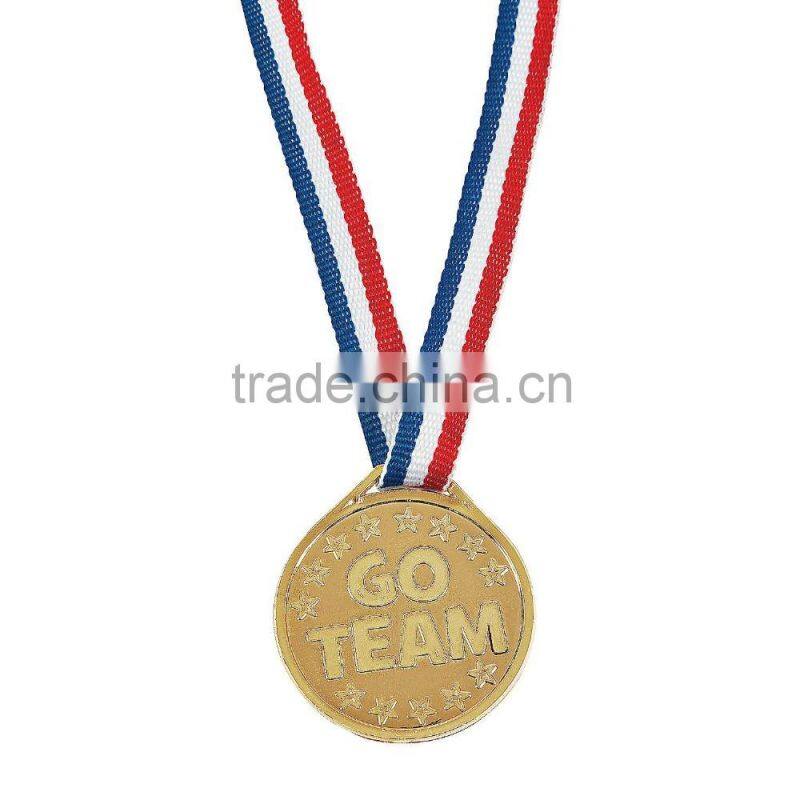 Custom Shaped Cheap Promotional Sport Souvenirs Plastic Gold Easter Egg Hunt Award Medals with Colorful Nylon Breakaway Ribbon