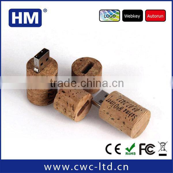 Popular round shape cork USB 2GB4GB8GB16GB FCC/ROHS/CE wooden USB stick Custom Solution print/laser engraving LOGO