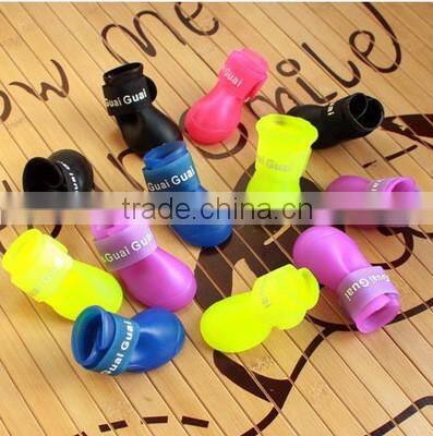 2016 Fashion siliconeNonslip Sole Hook Loop Dog Rainshoes /Pets Doggie shoes/Pet Rain Boot Sole