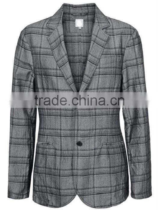 Newest Gentleman's Spring & Autumn Checkered Trendy Double Vented Two Buttons China Men Suit Factory