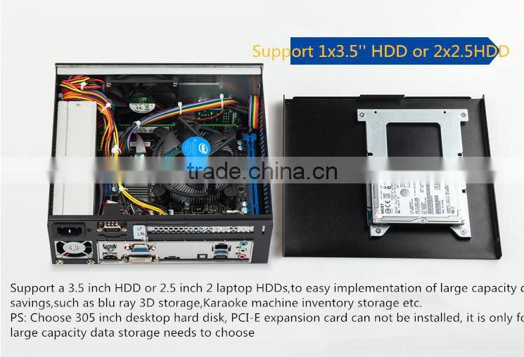 2U industridual itx chassis with 4th generation Intel i3-4160, 3.6G, copper core fan, DDR3 aluminum