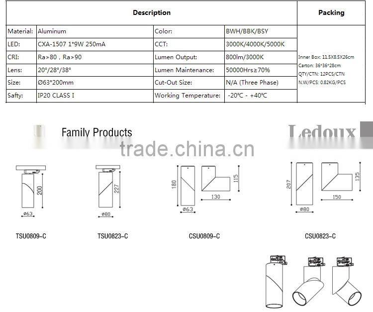 Dimmable led Track light built in actec dimmable driver