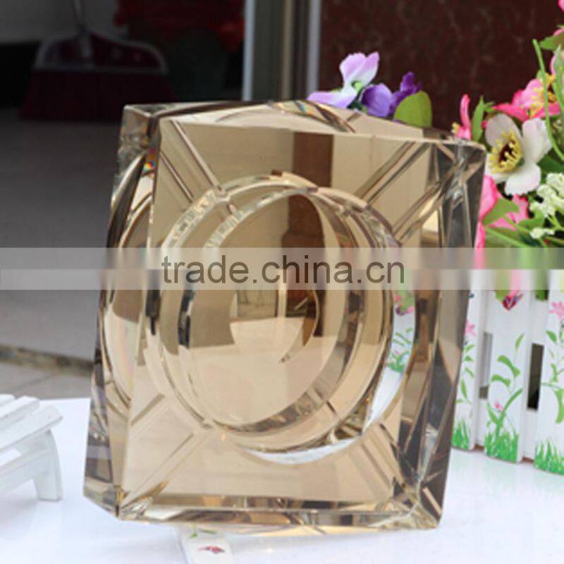 Europe Cube Gold Color Antique Glass Decorative Outdoor Ashtray For Home Office Decoration