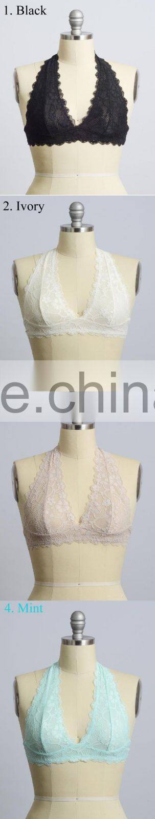 Hot Sale American Style Women Bralette Lace Halter Top Bralette