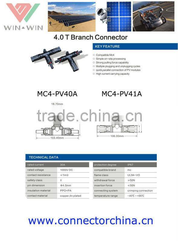 Wholesales Price TUV Approval Male & Female MC4 Cable Connector