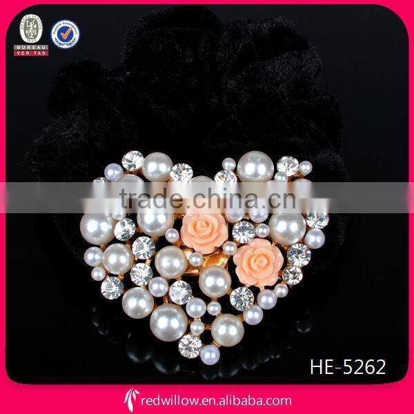 Hot sale diamante beaded hearted hair elastic bands for teen girl
