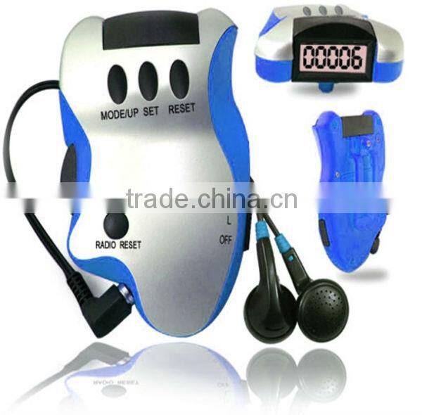 Pedometer with FM radio Multifunction pedometer with earphone