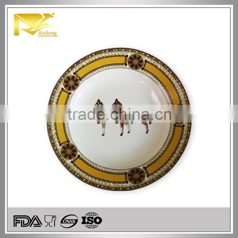 ceramic hand painting custom printed stoneware plate, new design ceramic plate