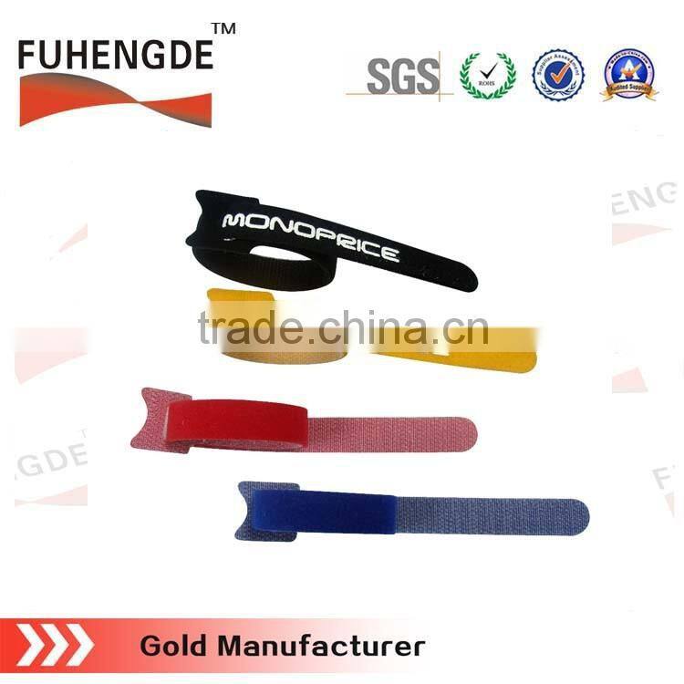 Colorful back to back T shape magic tape cable ties