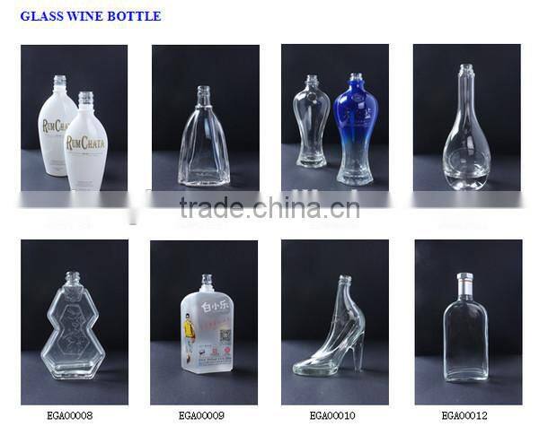 china 450ml empty clear unique shape red glass wine bottle for liquor