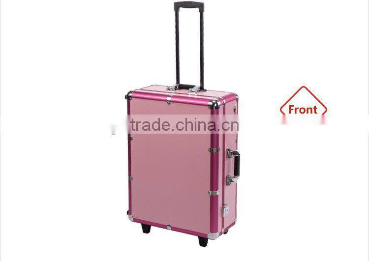 Europe Design Commercial Beauty Makeup Aluminum Trolley Case With Light and Mirror