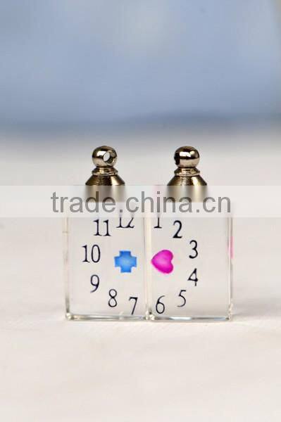 2015 Hot sale couple crystal clock pendant unisex clock pendant in 2 parts