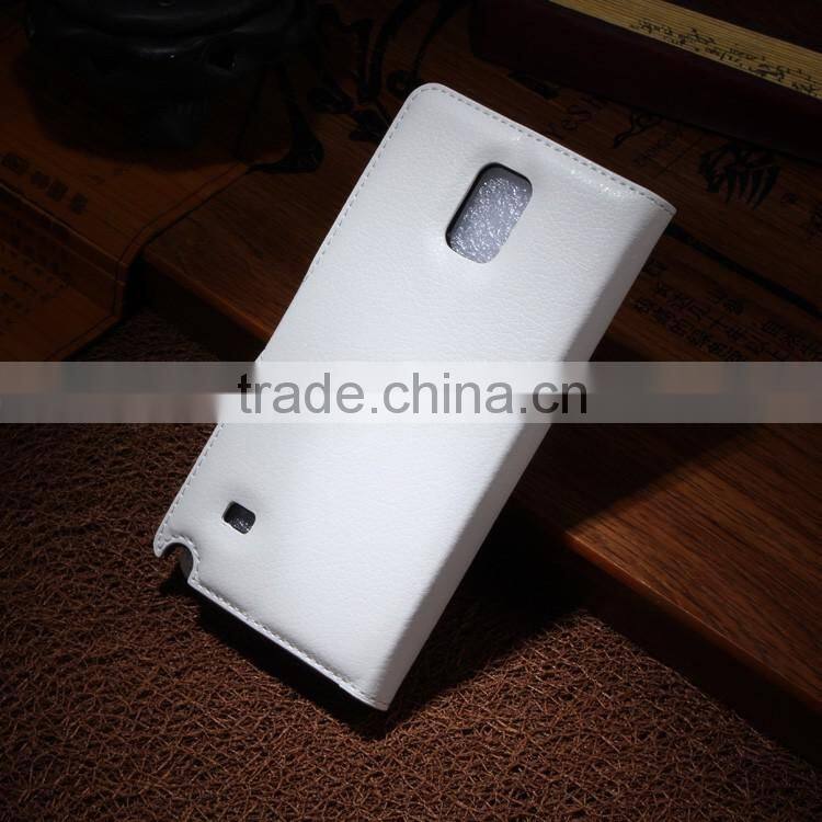Hot Selling Ultra Thin Lichee PU Leather Case Wallet Folio Flip Cover for Samsung GALAXY Note 4
