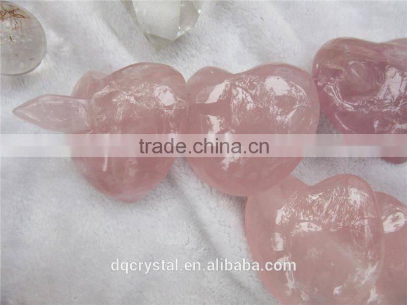 rose quartz heart and arrow crystal heart for sale