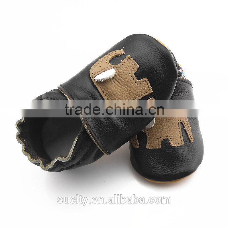 soft sole new born baby leather shoes with elephant design