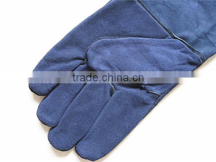 New Arrival Blue Cheap Cow Split Leather Safety Working Long Welding Welder Gloves