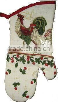apron with adjustable tie rooster design glove single pot holder set