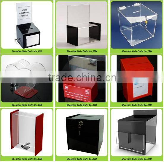 customized hot sale clear acrylic donation box with locks cheap high quality