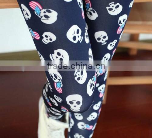 New Fashion Vintage Skull Pants Full Body Women Skull Leggings