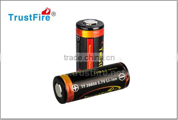 Trustfire portable 26650 5000mah 3.7V li-ion Rechargeable cell batteries with nipple top(1pcs)