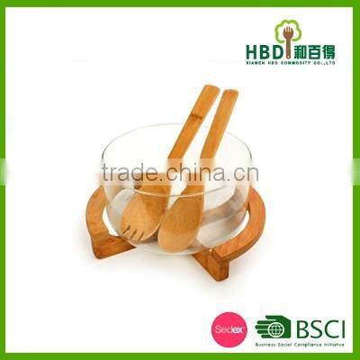 Large Glass Salad Bowls with bamboo lid