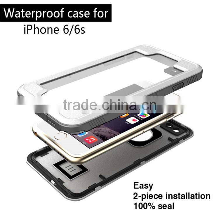 100% Seal Waterproof Phone Case for iPhone 6 6S White IP68 Mobile Housing