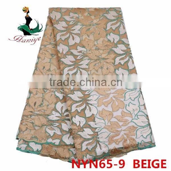 Haniye 2016 wholesale embroidery tulle lace fabric african net lace fabric for nigerian Party/NYN65