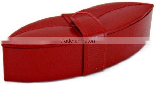 Boshiho leather Red Lip Shaped Lipstick Case with Mirror