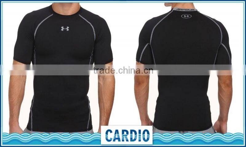 2017 Men Crew neck second skin T-Shirt UPF 30+ adult sport running T-Shirt