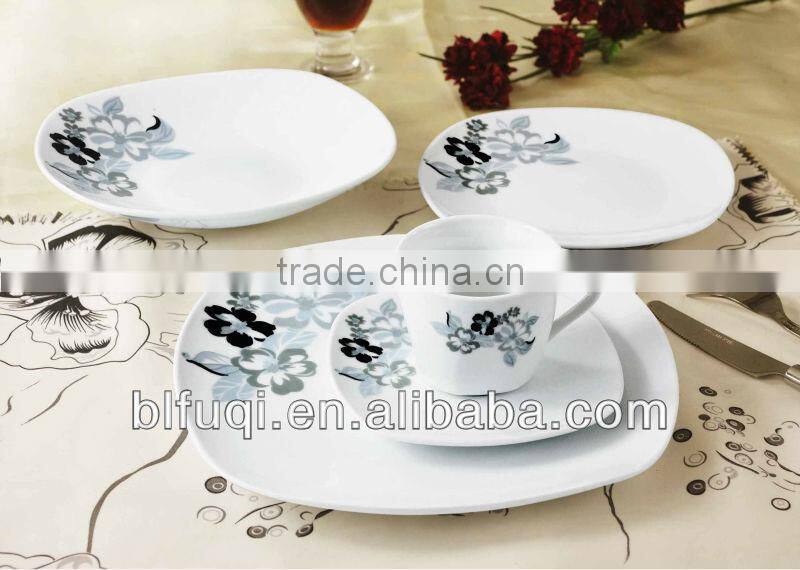 Ceramic dinnerware with simple design for Hotel porcelain dinnerware item square porcelain crockery dinner sets