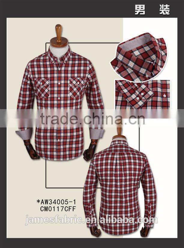 100%cotton one side brush twill check fabric
