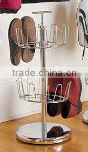 Round 2 Tier Revolving Shoe Racks-Chromed
