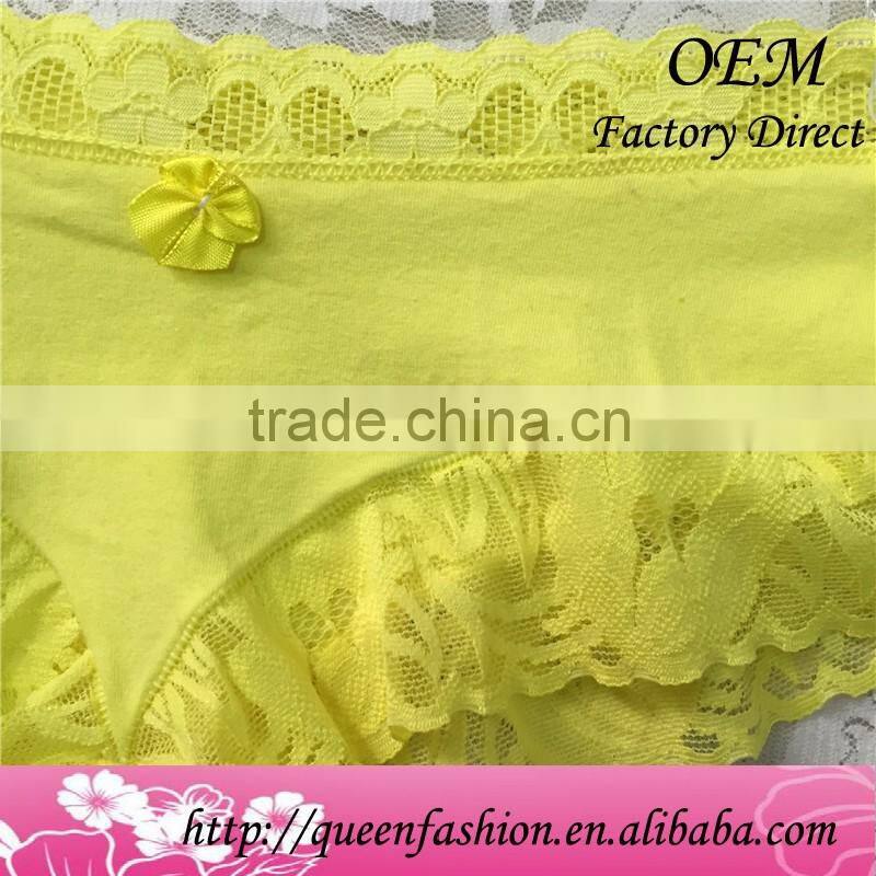 Yellow Lace Women Underwear Lovely boys & girls printing ladies boyshort Flower decorated specially for girls Panty
