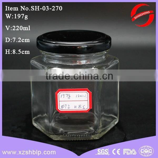 100ml 200ml 180ml 280ml 750ml hexagonal glass jar for honey