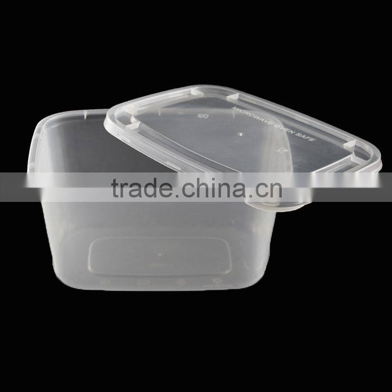 High quality plastic food container PP box flat cover 2000ml