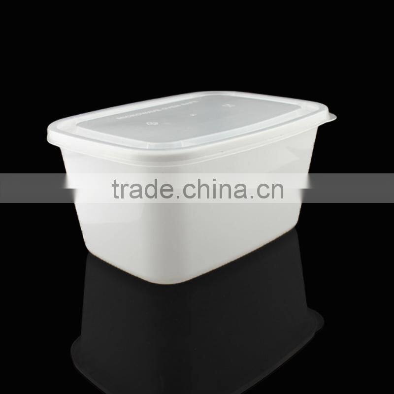 High quality plastic food container PP box flat cover 2000ml