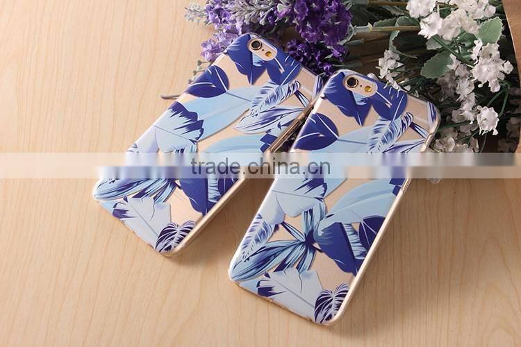 Transparent Ultrathin hard plastic Cell Phone Case with blue painting case for Iphone