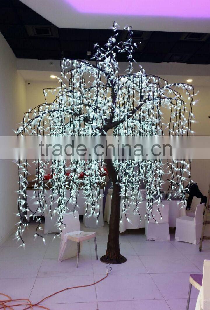 3546 pcs leds dry tree for decoration, good quality led willow tree light green/ white color 3.5m green tree