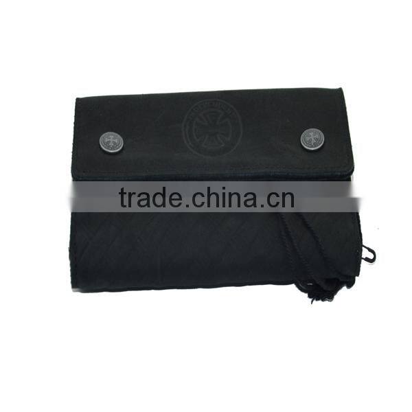 folding stud genuine leather wallet with engraved badge