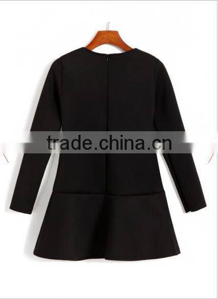 Black Glasses Dog Print Falbala Cotton Blend new Dress