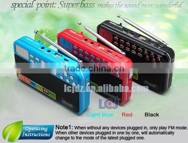 L-015 2015 hot mini fm auto scan radio with mp3 player and speaker