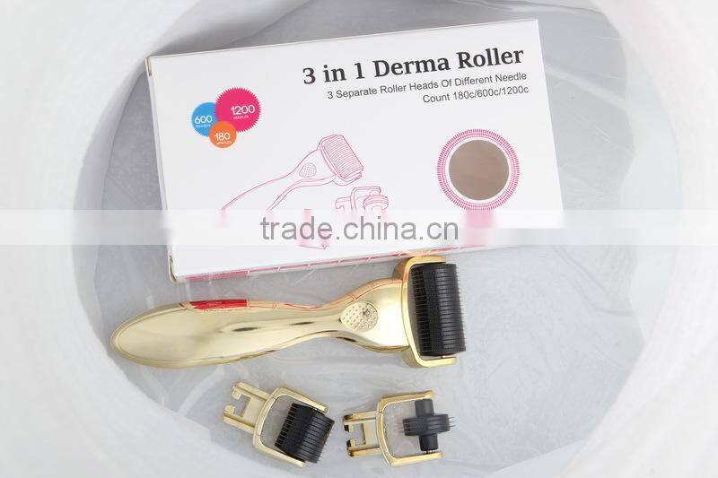 High quality and popular ! NL-301micro needle skin 180/600/1200 needles head dermaroller 3 in 1