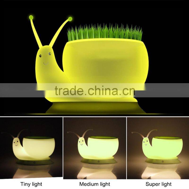 Novelty Snail Led Night Light DC 5V USB Charging 1W ecological plant Potting lamp Home Decoration Yellow Night Light Kid Gift