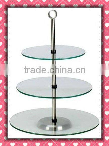 3 tier tempered glass dessert tray cake display stand