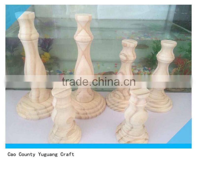 set of 3 unfinished pine wooden candle holder