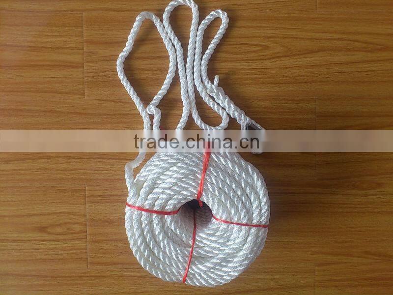 High-strength polyester rope with loop