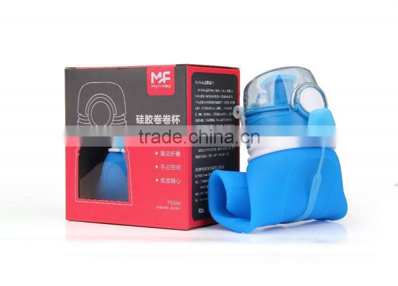 750ml Collapsible Silicone Water Bottle with air valve
